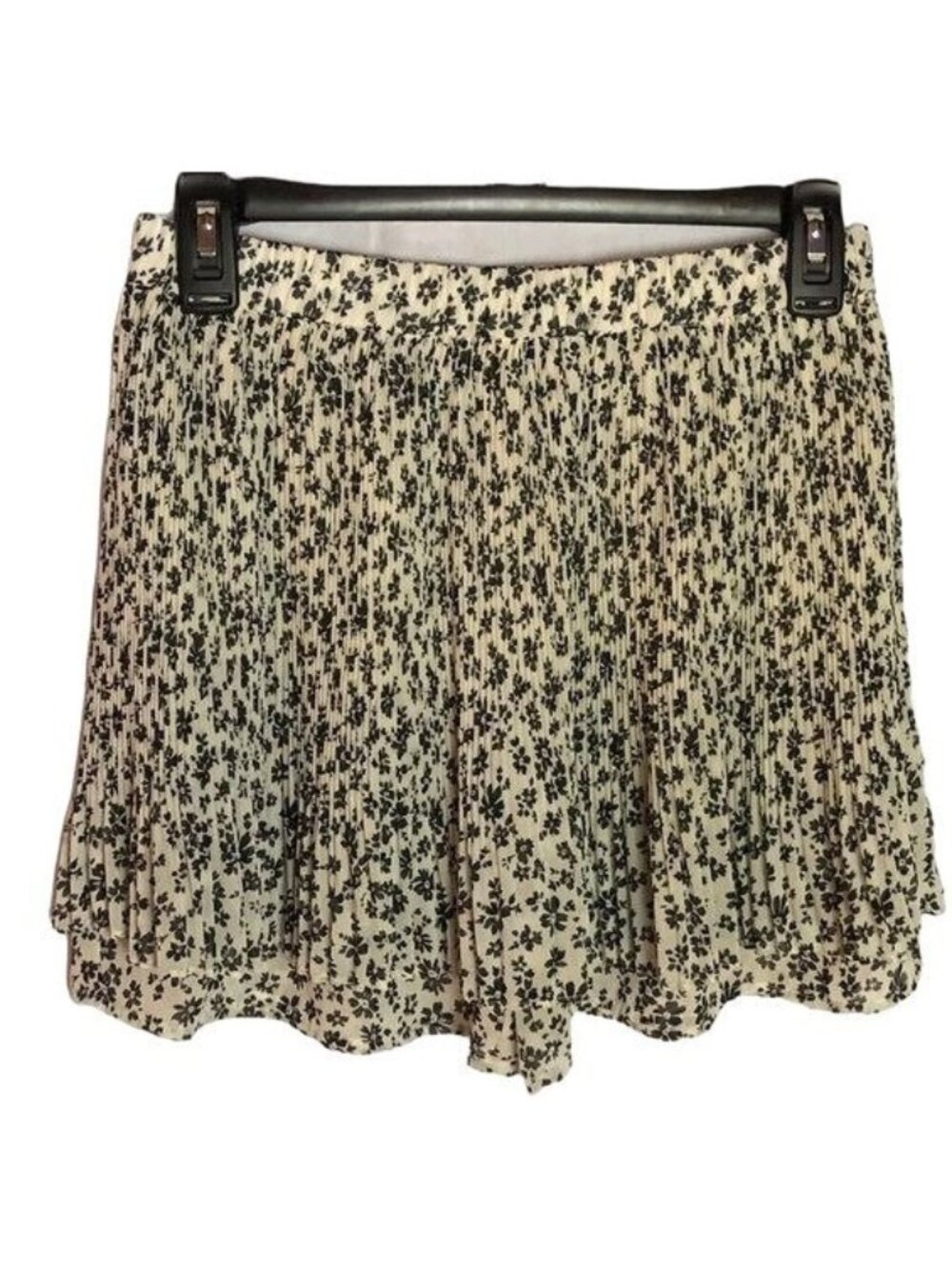 Pink black white floral skirt skorts layered sheer midi pleated size small READ